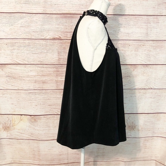 AG Adriano Goldschmied Black Lydia Mock Lace High Neck Top Size L - Picture 3 of 9